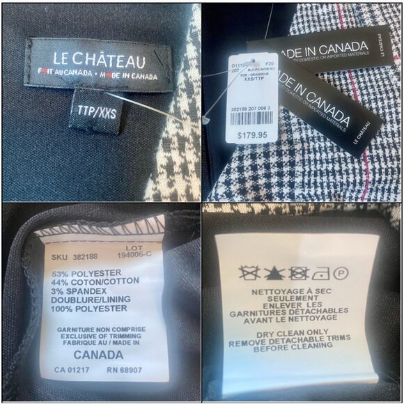 *NWT* Made in Canada Check-Print V-Neck Belted Dress (with pockets!) - Size XXS - Picture 16 of 16